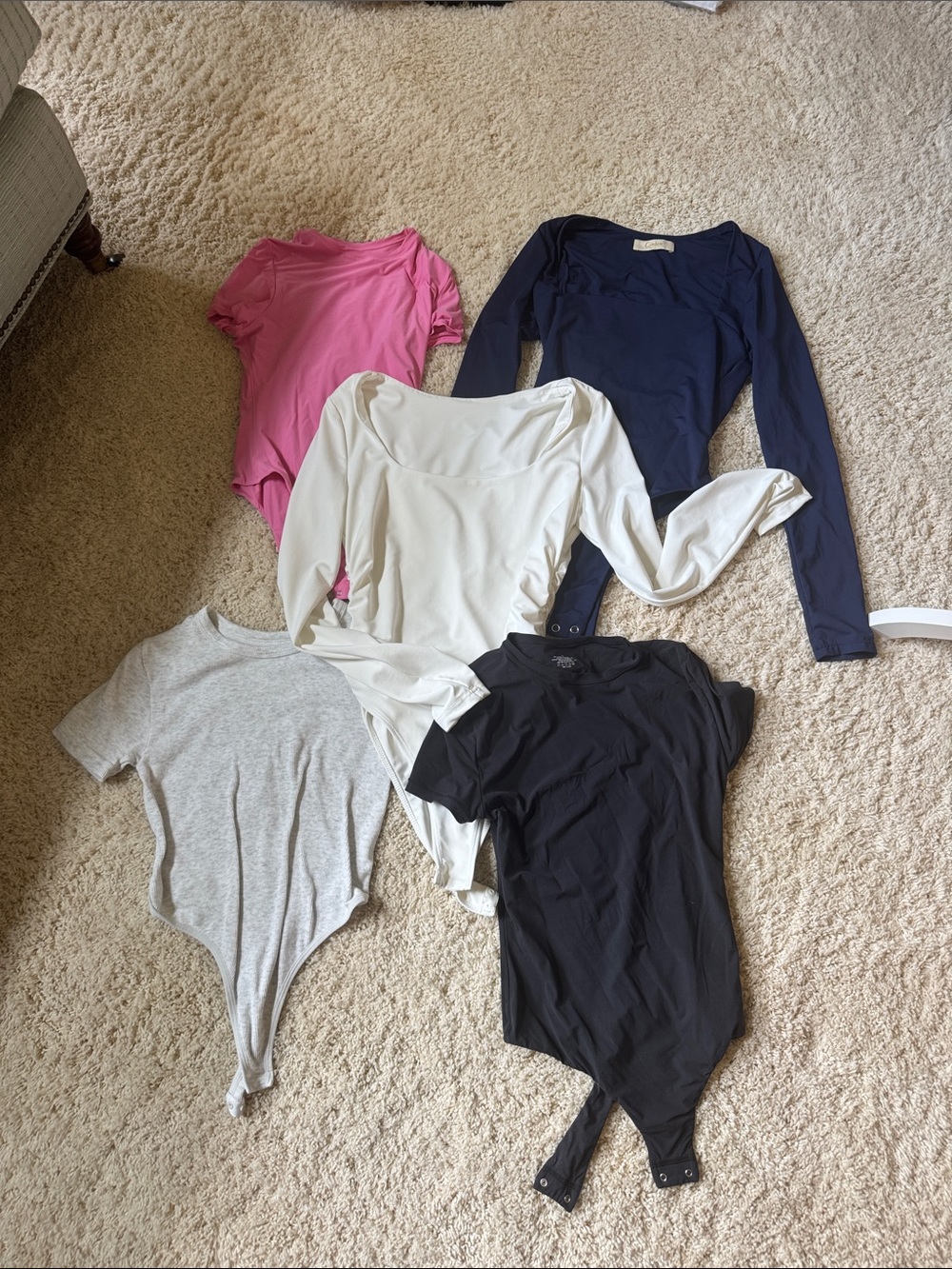 Amazon Women’s Bodysuit Bundle - Pink, Navy, White, Gray, Black